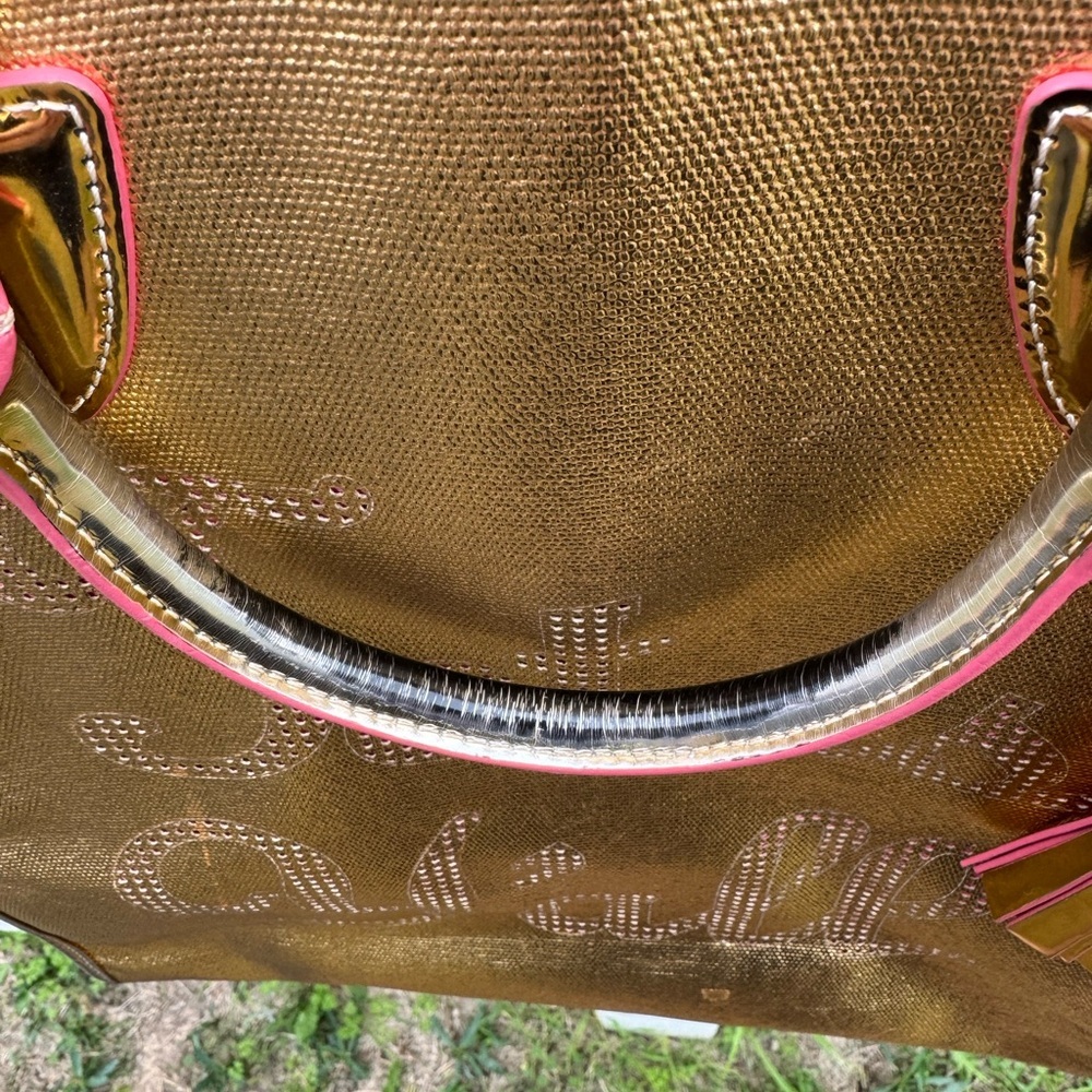 Draper James Metallic Gold "Totes Y'all" Owen Tote Bag Purse - Picture 5 of 17
